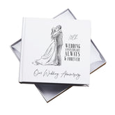 10th Wedding Anniversary Photo Album, White, Holds 50 Photos 6" x 4" , Gift Boxed